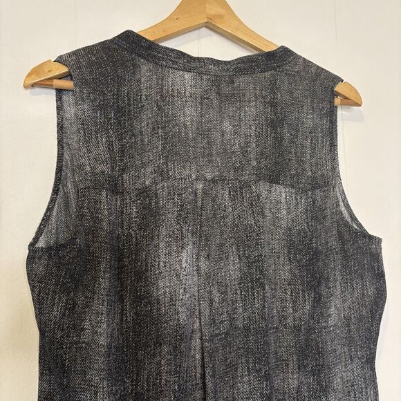 Eileen Fisher NEW Button Up Silk Mandarin Collar Sleeveless Tank Medium Neutral - Picture 7 of 13